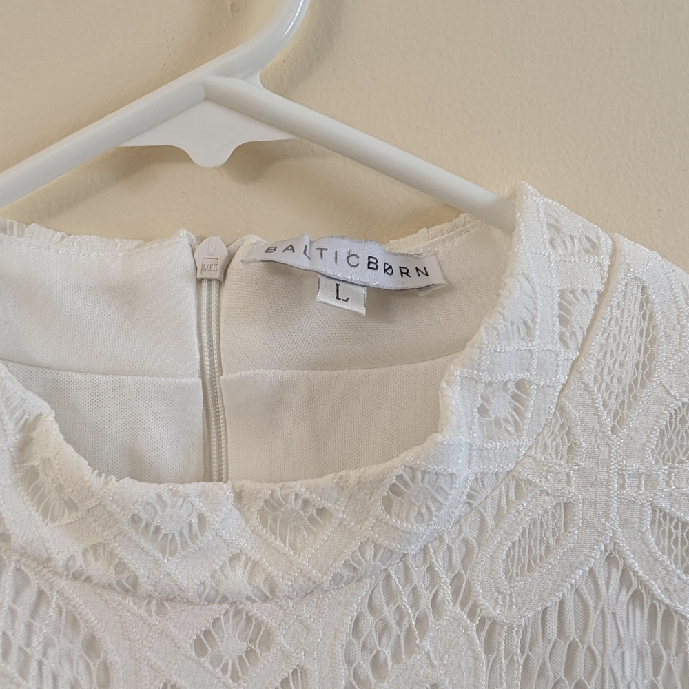 Baltic Born Short Sleeve All Lace Aria Column Midi Dress, Size Large, White - Picture 8 of 12